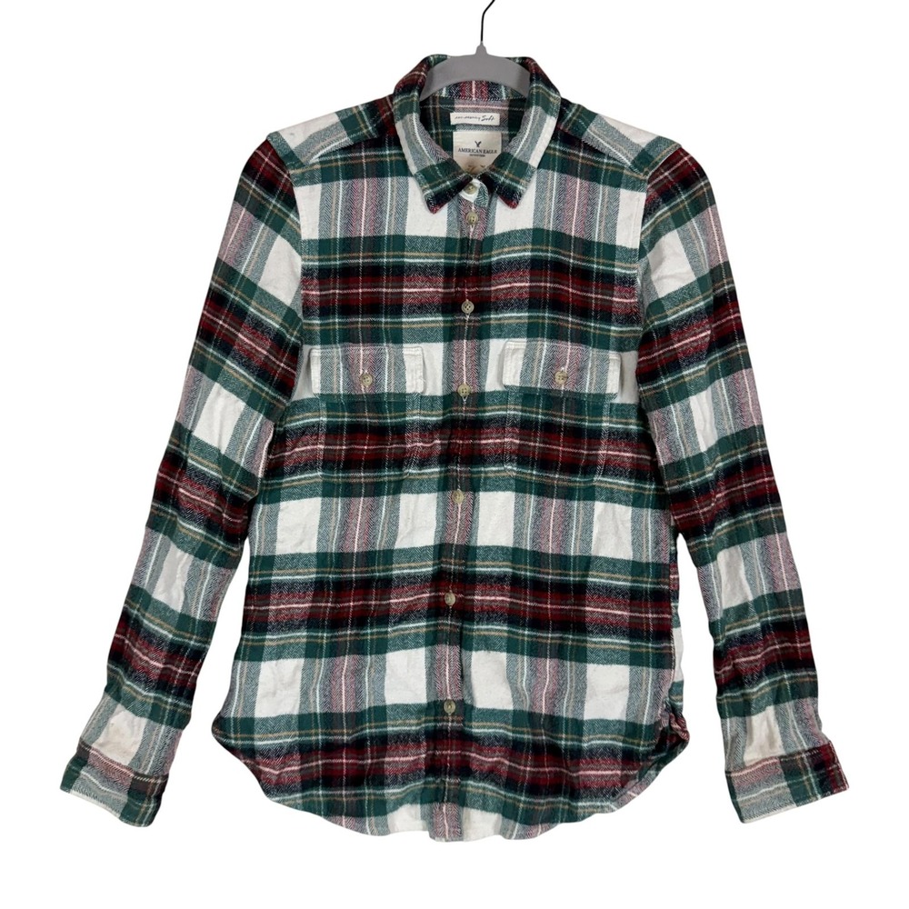 American Eagle Outfitters Shirt Womens Medium Multicolor Plaid Flannel Button Up